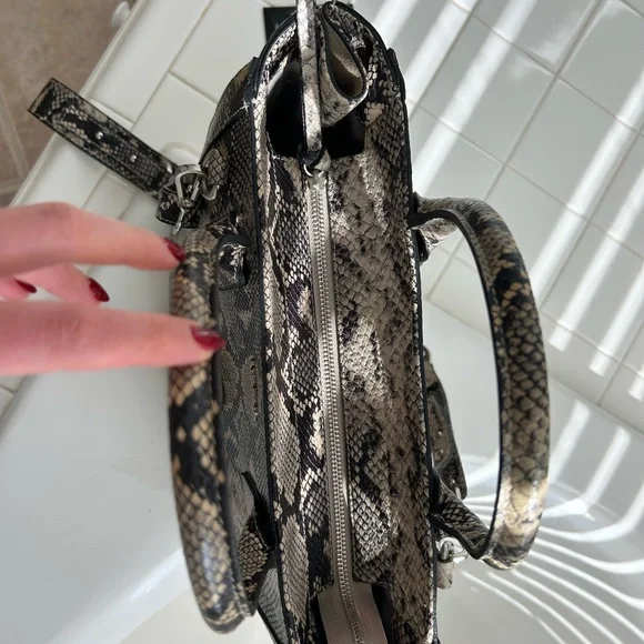 Valentino Black and Cream Python Pattern Tote